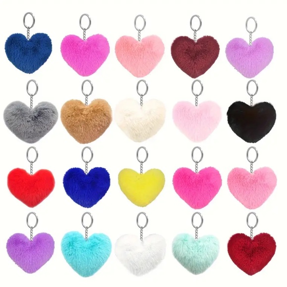 NEW! Handmade Ultra Soft, Furry and Fuzzy Heart Keychains! You Pick ONE! - Picture 1 of 3